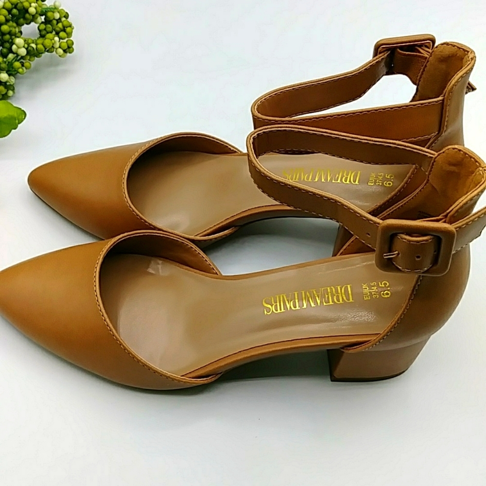 🐪HP! Nude Heel Pumps w/Strap by Dream Pairs. Size 6.5 - Picture 3 of 16